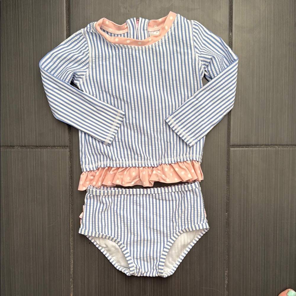 Striped Blue and Pink Kids Swim Set